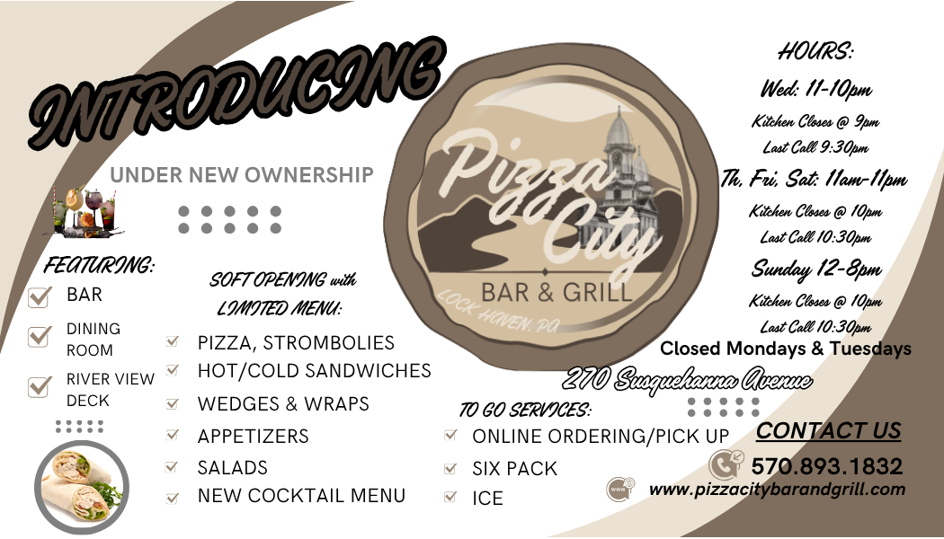 pizzacitybar&grill white 3.5 x 2 Bus card